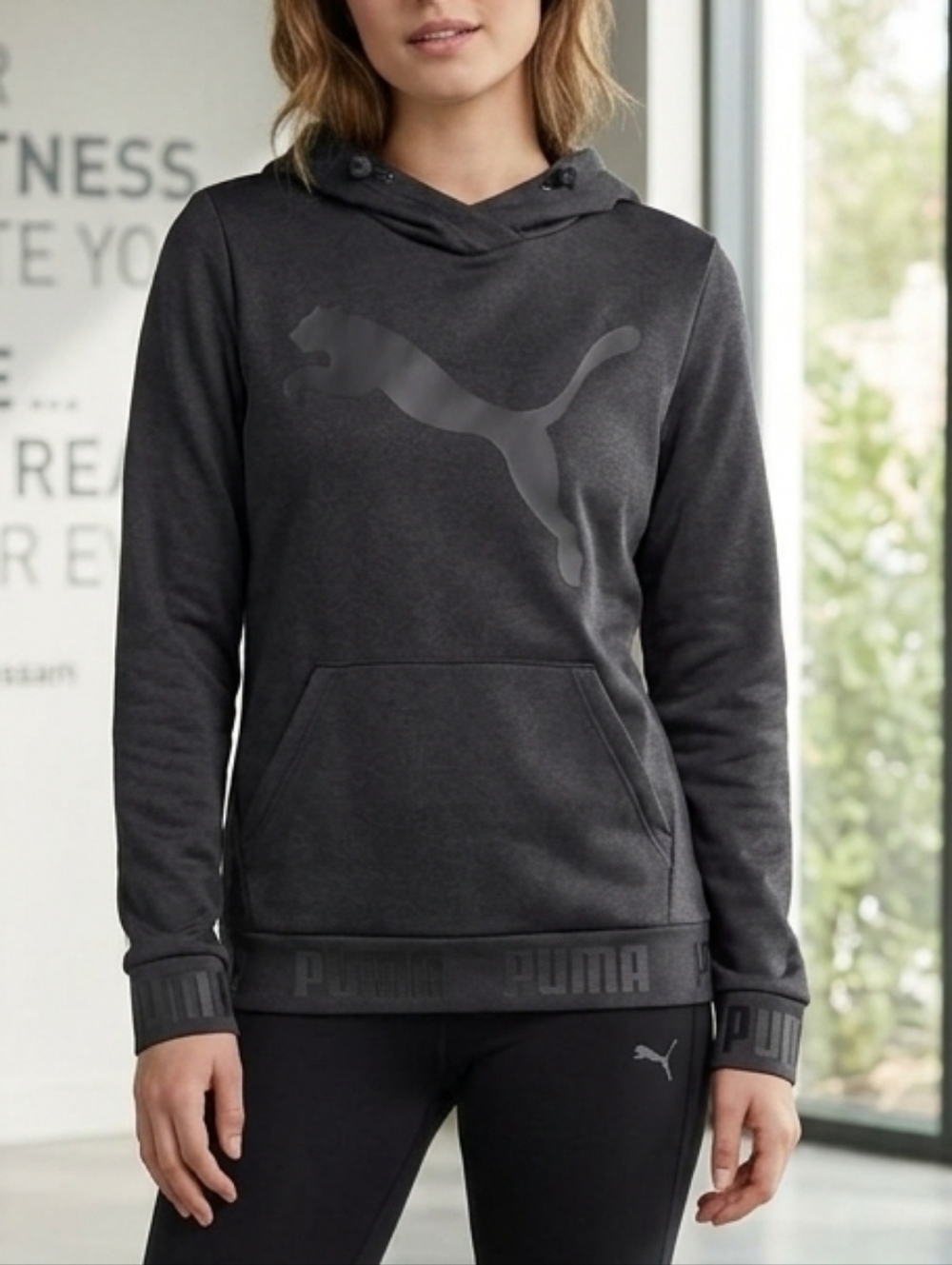 NWOT Puma Black/Dark Charcoal Pullover Hoodie